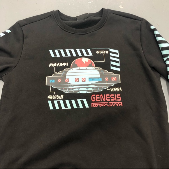 Genesis Graphic Space Ship Crew Neck Pullover Sweater. Black. Size Large. - Picture 1 of 7